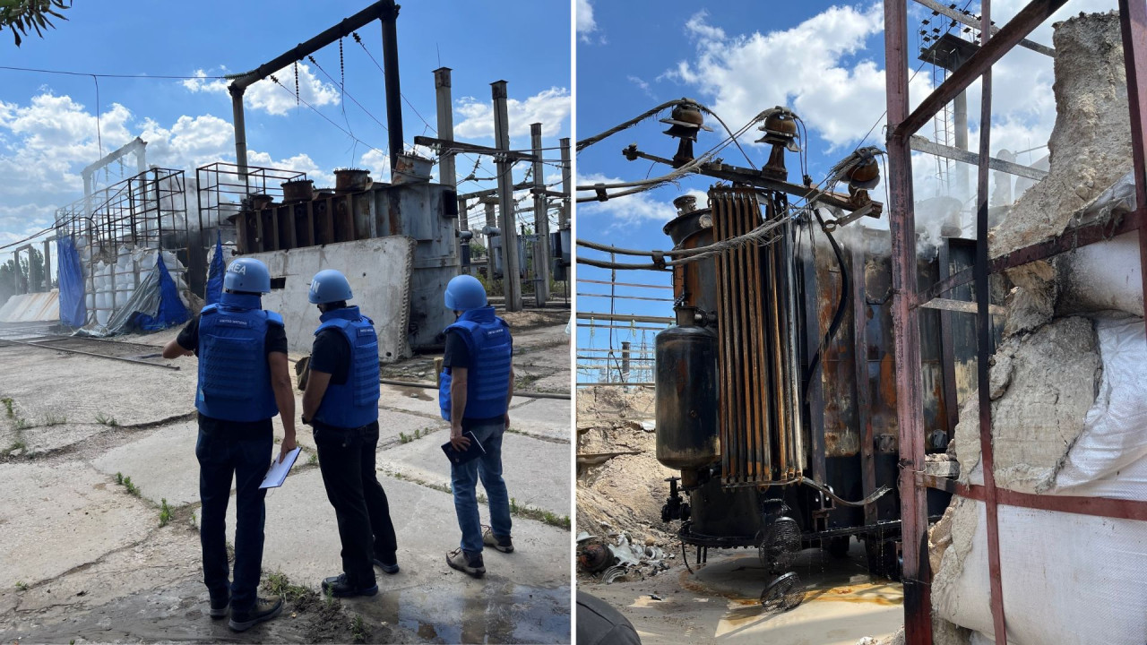 El OIEA visitó la destriuda subestación eléctrica de Luch en la cercana Enerhodar. Foto: X @iaeaorg