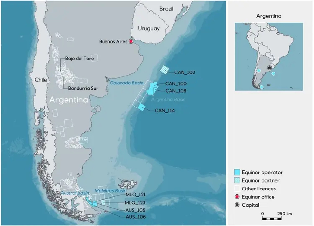 Operaciones de la firma Equinor en Argentina. Foto: Equinor.