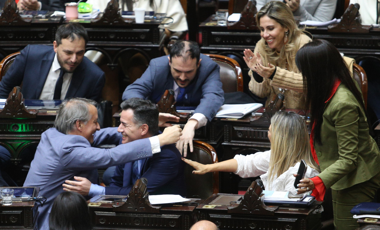 Festejos en La Libertad Avanza en el Congreso. Foto: NA.