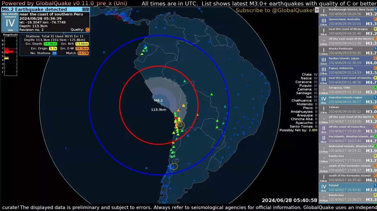 Sismo en Arequipa. Fuente: X