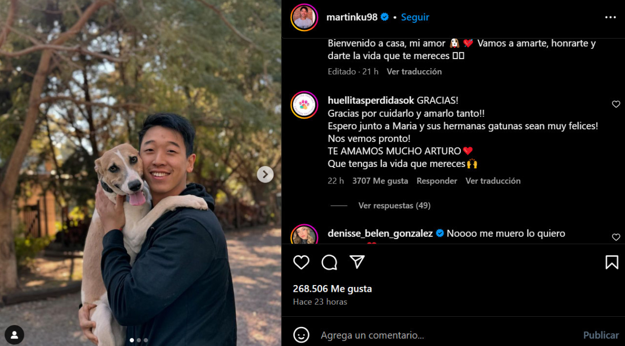 El mensaje de las rescatistas de Arturo. Foto: Instagram.