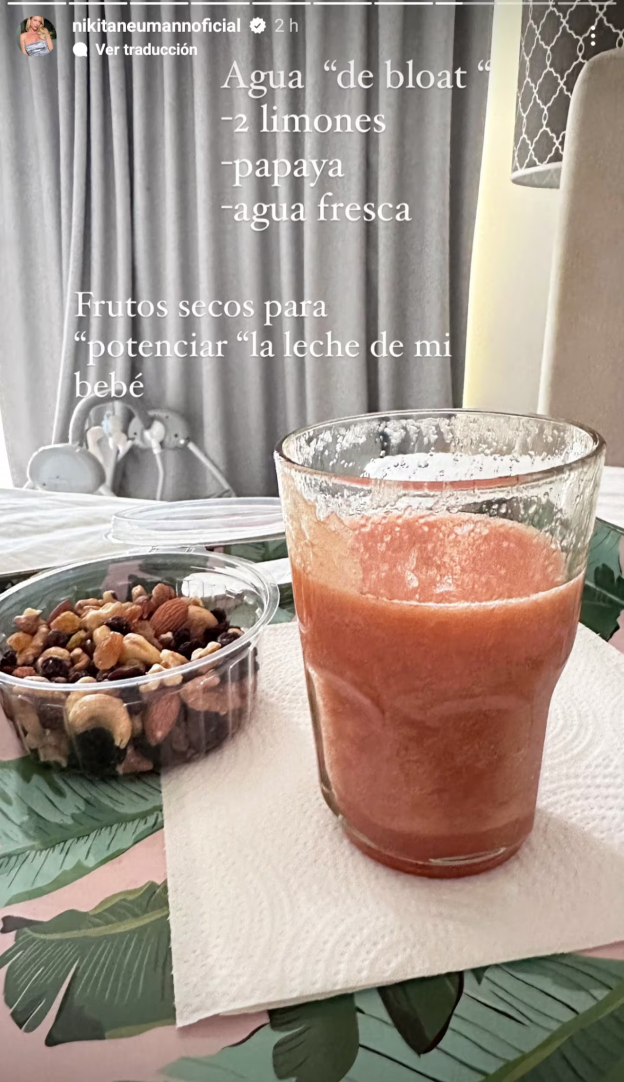 El agua de bloat de Nicole Neumann. Foto: Instagram.