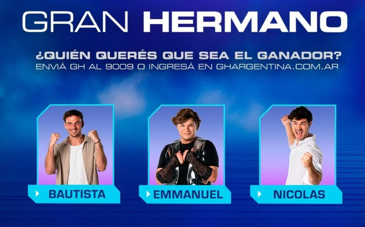 Los tres finalistas de Gran Hermano 2023. NA