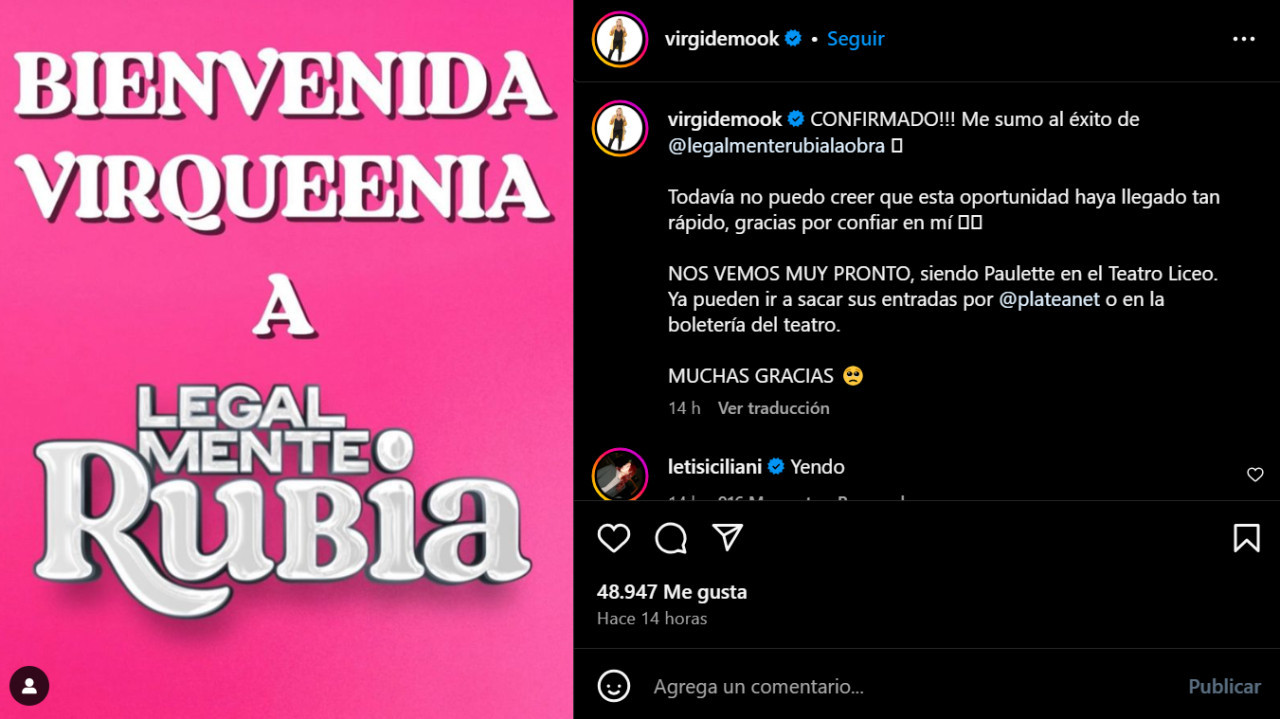 El anuncio de Virginia de Gran Hermano. Foto: Instagram.