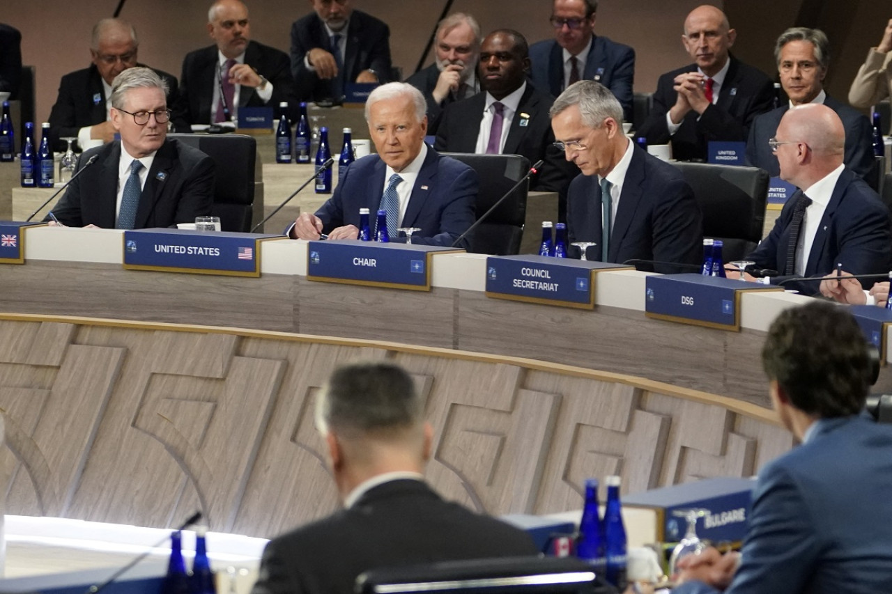 Joe Biden, presidente de Estados Unidos en el 75 aniversario de la OTAN. Foto: Reuters.