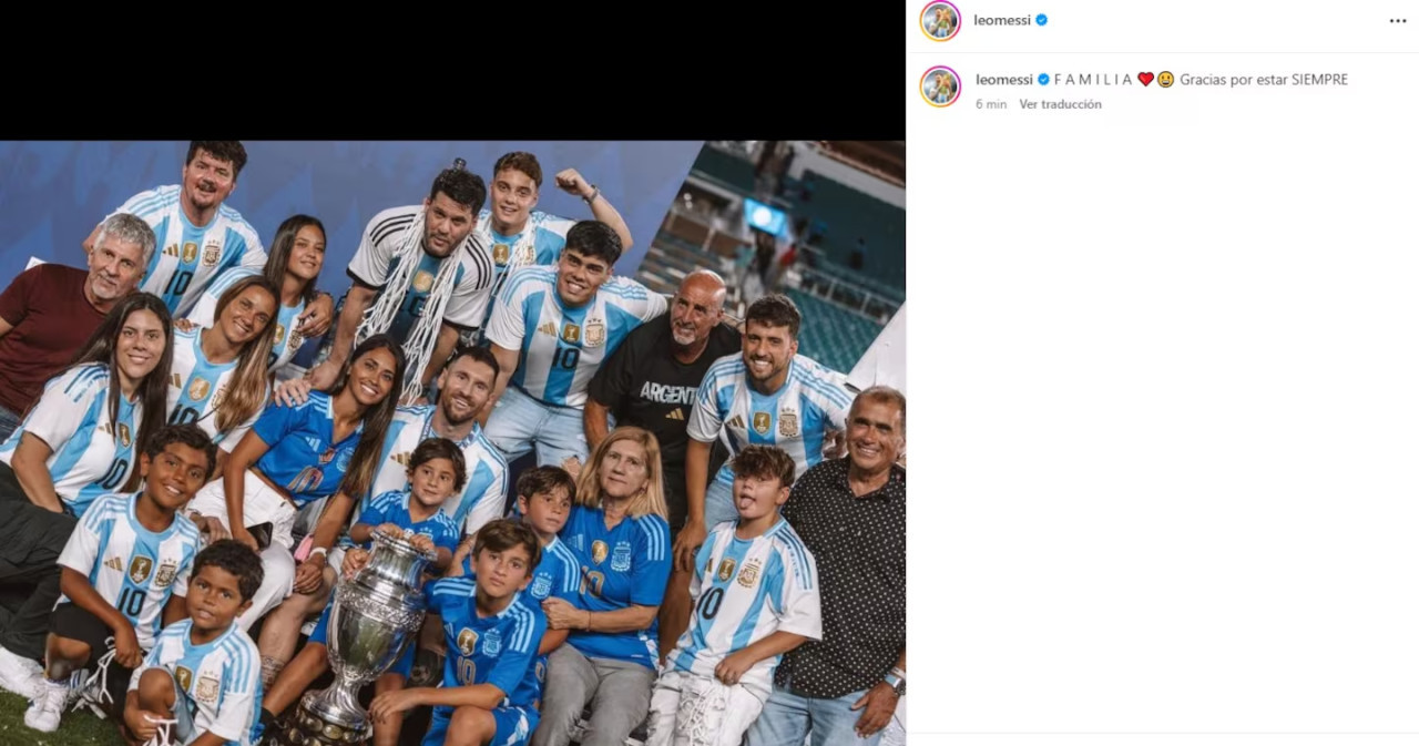 El agradecimiento de Messi a su familia. Foto: Instagram @leomessi