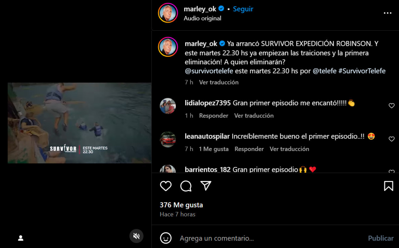 Ya empezó “Survivor, Expedición Robinson”. Foto: Instagram.