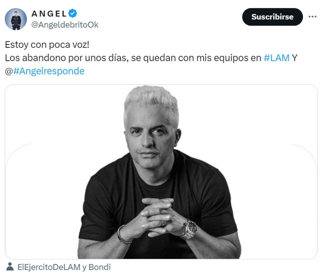 Ángel de Brito no conducirá LAM por algunos días.