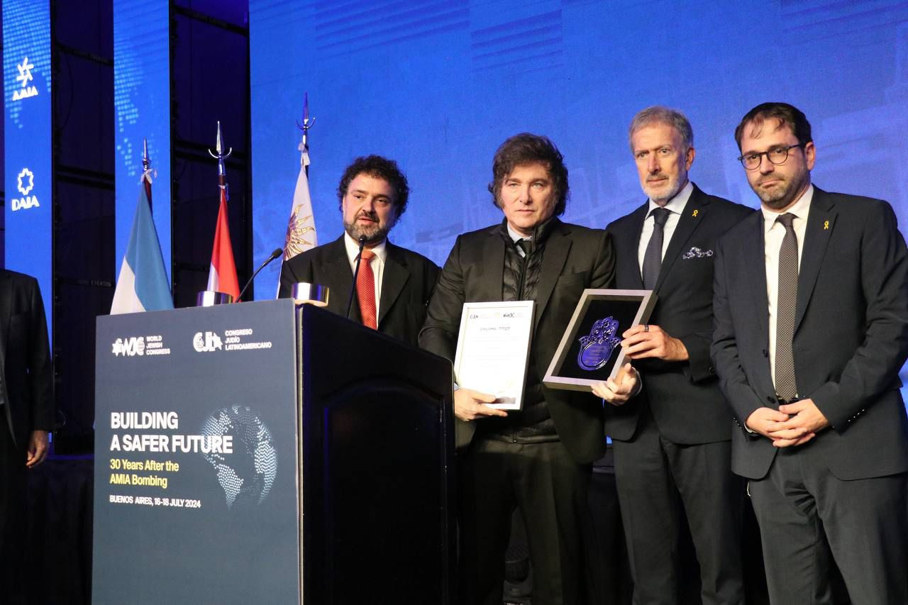 Javier Milei en el Congreso Mundial Judío en Buenos Aires.