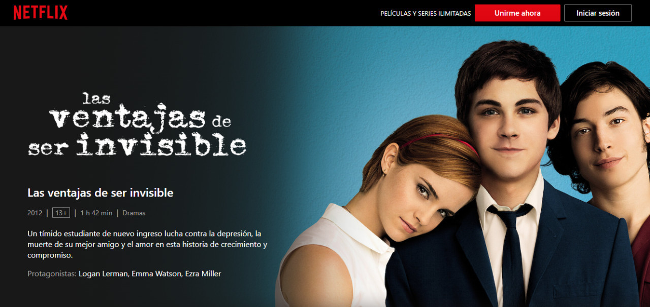 "Las ventajas de ser invisible". Foto: Netflix.