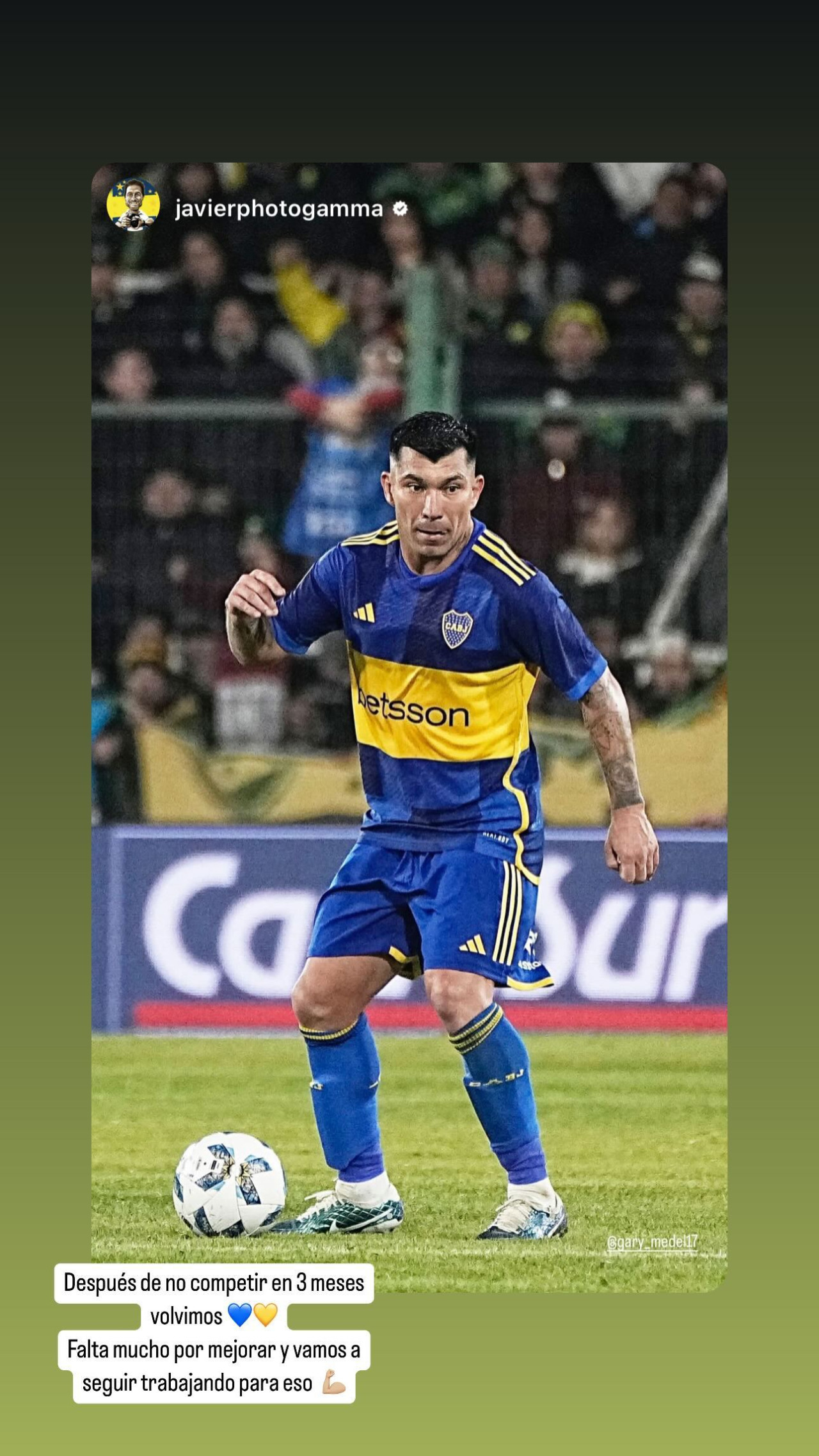 La publicación de Gary Medel tras su regreso a Boca. Foto: Instagram @gary_medel17.