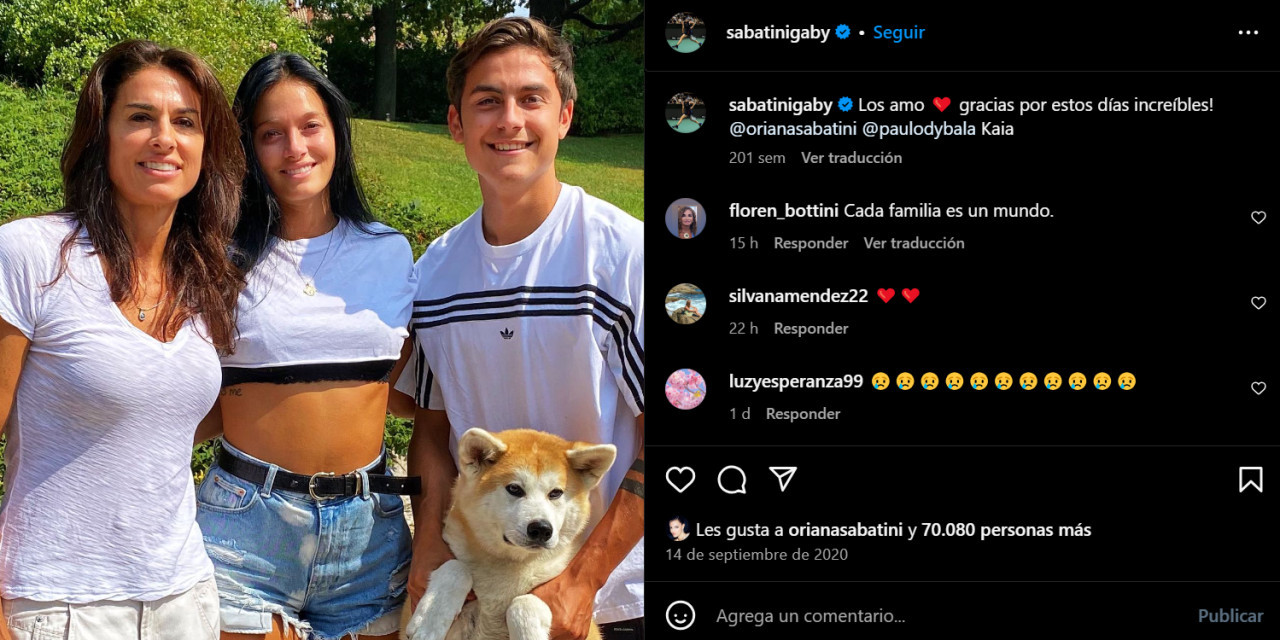 Se viralizó una foto de Gabriela Sabatini con Oriana y Paulo. Foto: Instagram.