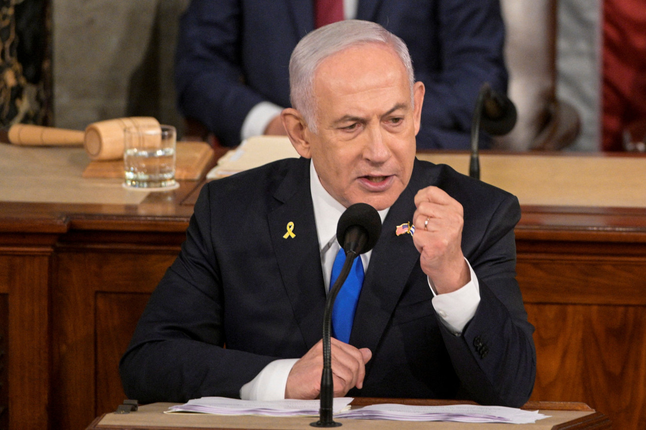 Benjamín Netanyahu en el Capitolio de los Estados Unidos. Foto: REUTERS.