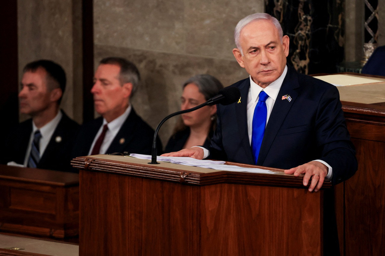 Benjamin Netanyahu en Washington, EEUU. Foto: Reuters.