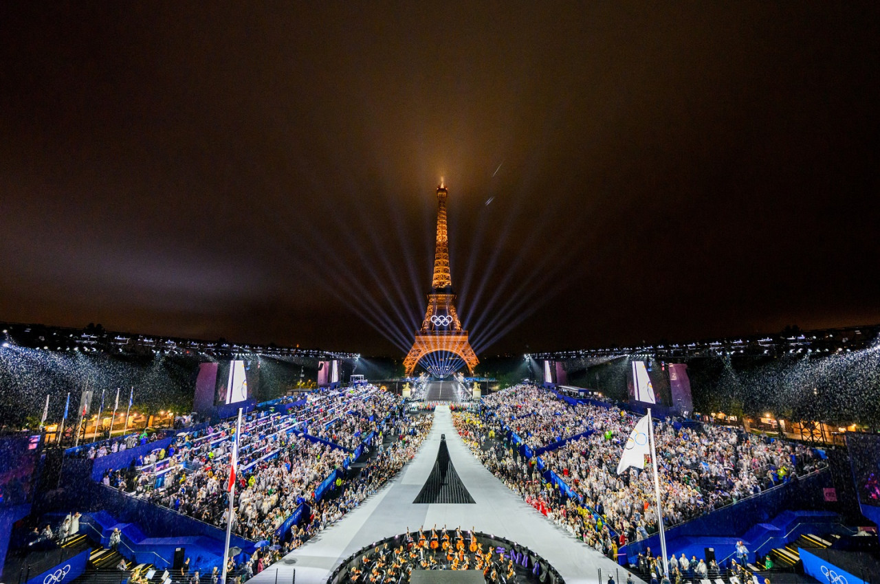 Ceremonia de apertura de los Juegos Olímpicos, Torre Eiffel. Foto: Reuters