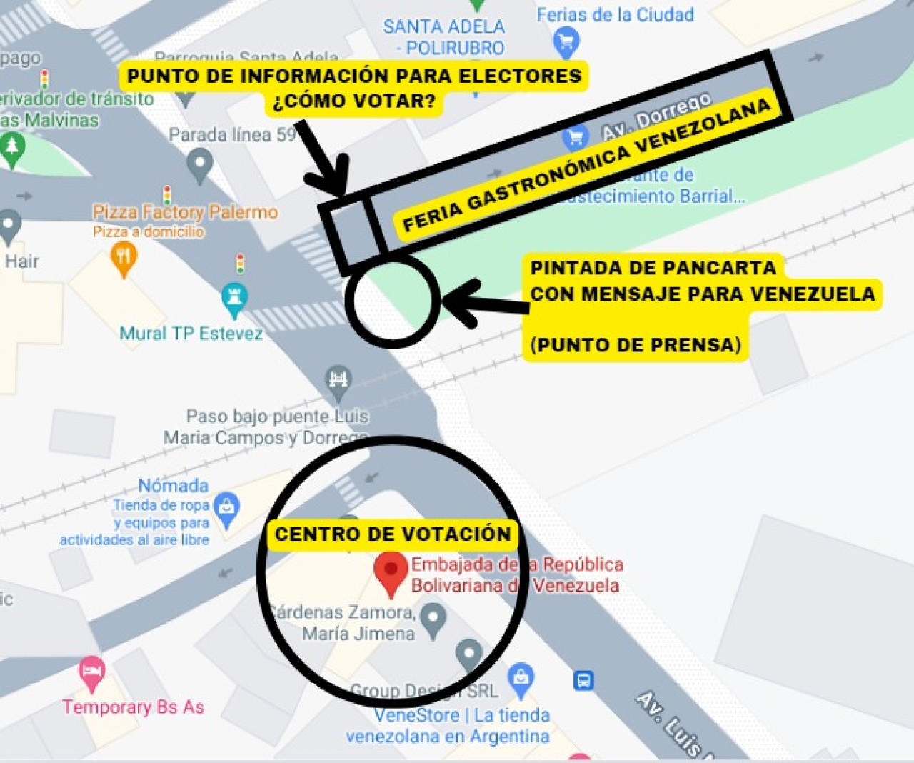 El mapa de las elecciones venezolanas en Buenos Aires.