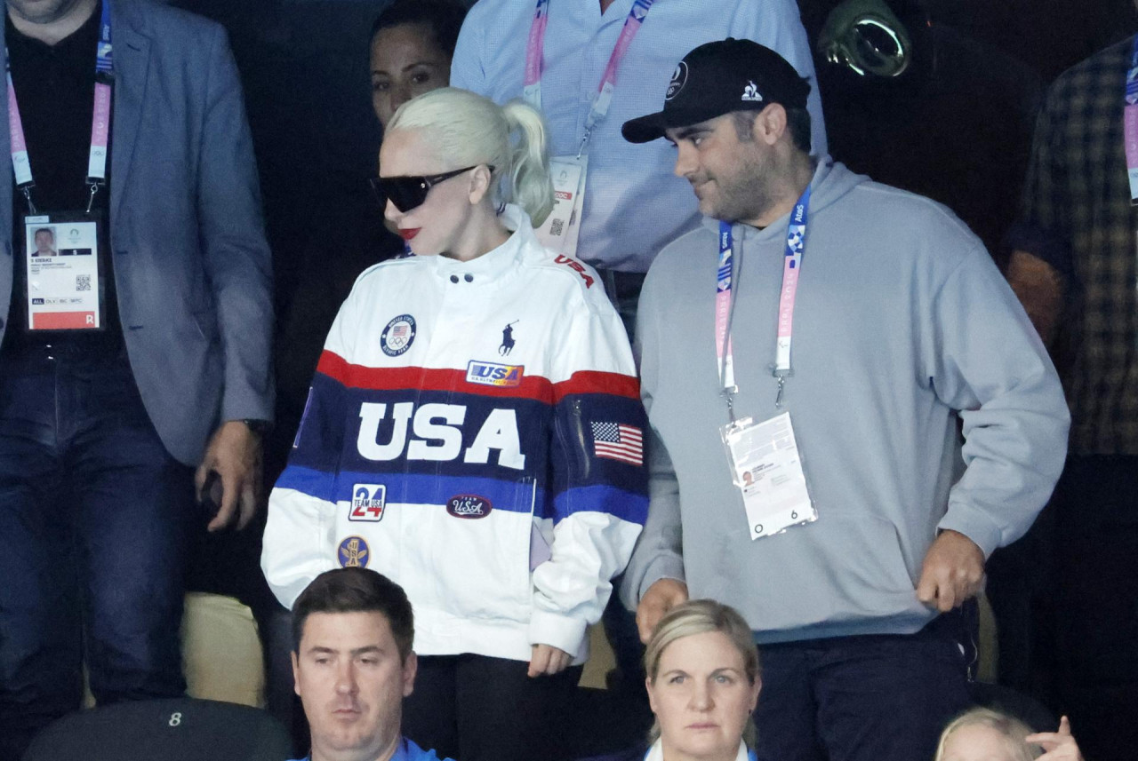 Lady Gaga en los Juegos Olímpicos de París con Michael Polansky. Foto: EFE.