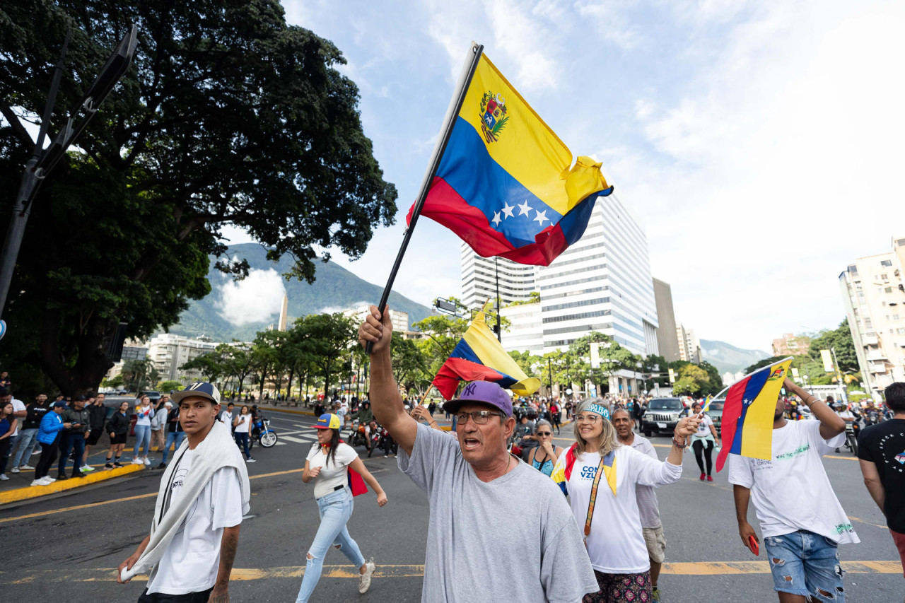 Protestas en Venezuela por los resultados de las elecciones. Foto: EFE.