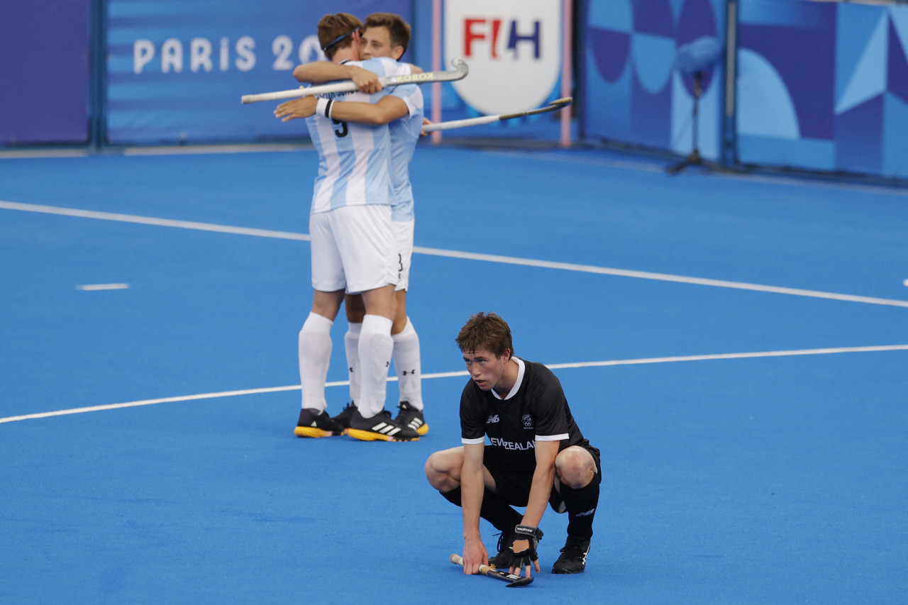 Los Leones ante Nueva Zelanda en los Juegos Olímpicos París 2024. Foto: REUTERS.