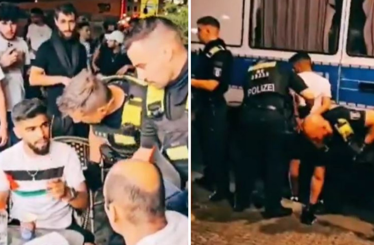 Joven palestino arrestado en Berlín, Alemania. Foto: captura de video.