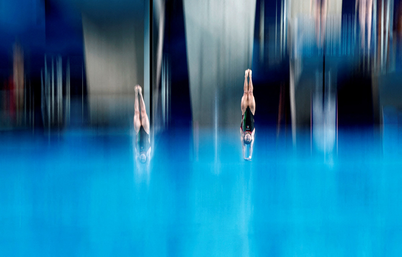 Saltos - Final de plataforma 10 m sincronizado femenino - Alejandra Estudillo Torres de México y Gabriela Agundez García de México entrenan antes del inicio del evento REUTERS/Gonzalo Fuentes