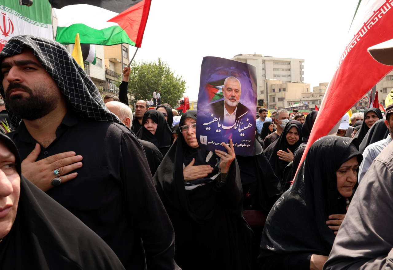 Masivo funeral de Ismail Haniyeh, líder político de Hamás. Foto: EFE.