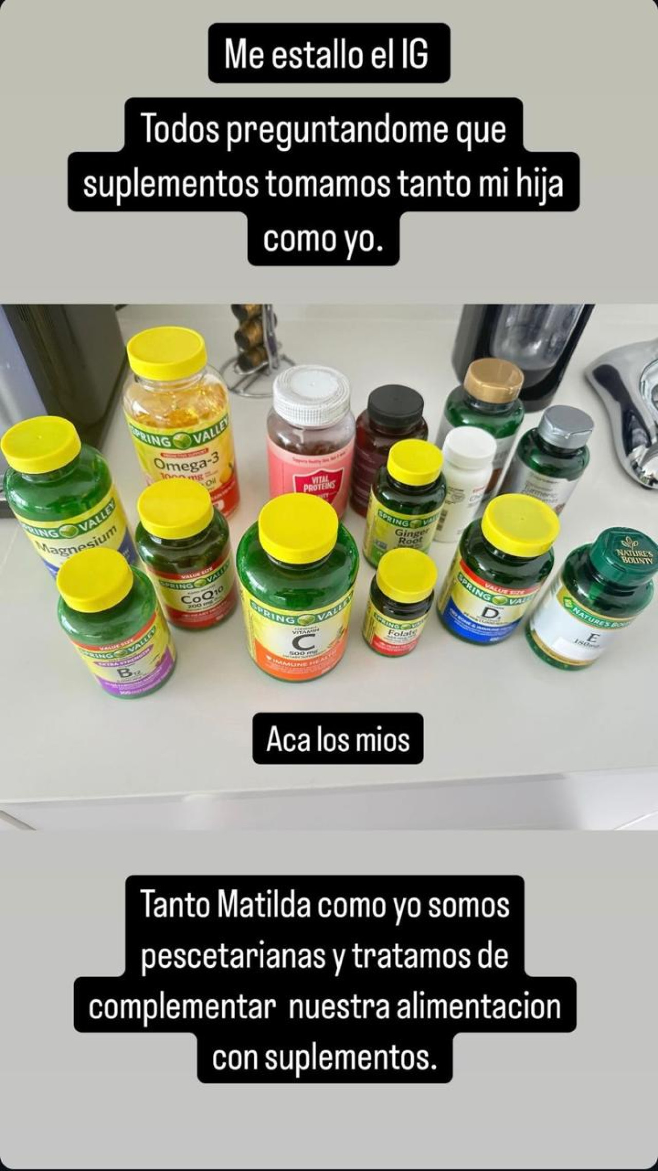 Los suplementos de Luciana Salazar. Foto: Instagram.