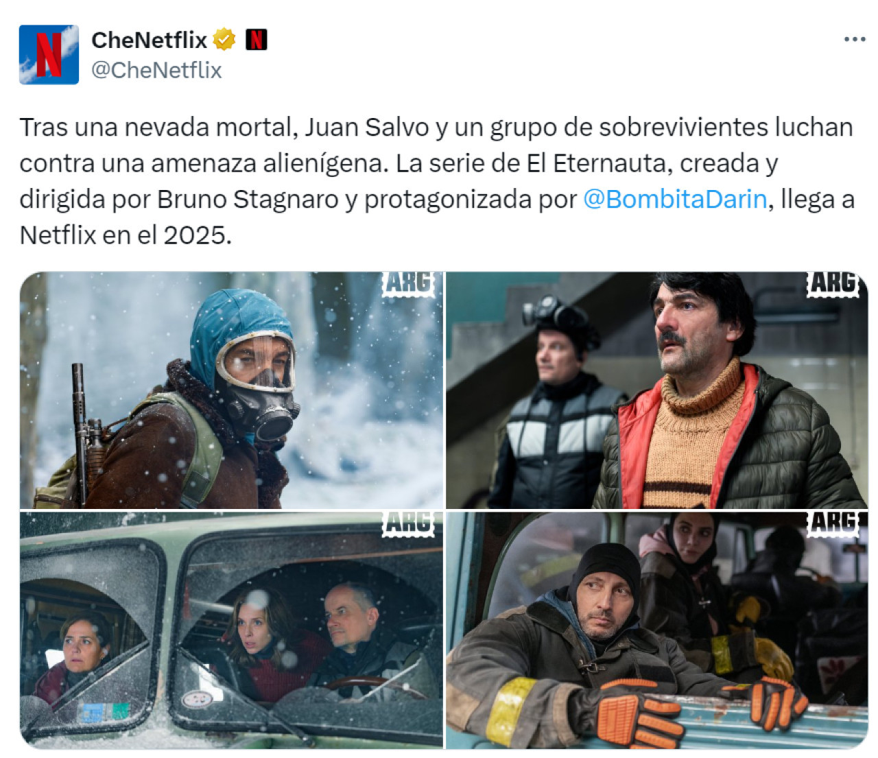 Netflix compartió un adelanto en fotos de "El Eternauta". Foto: X/CheNetflix.