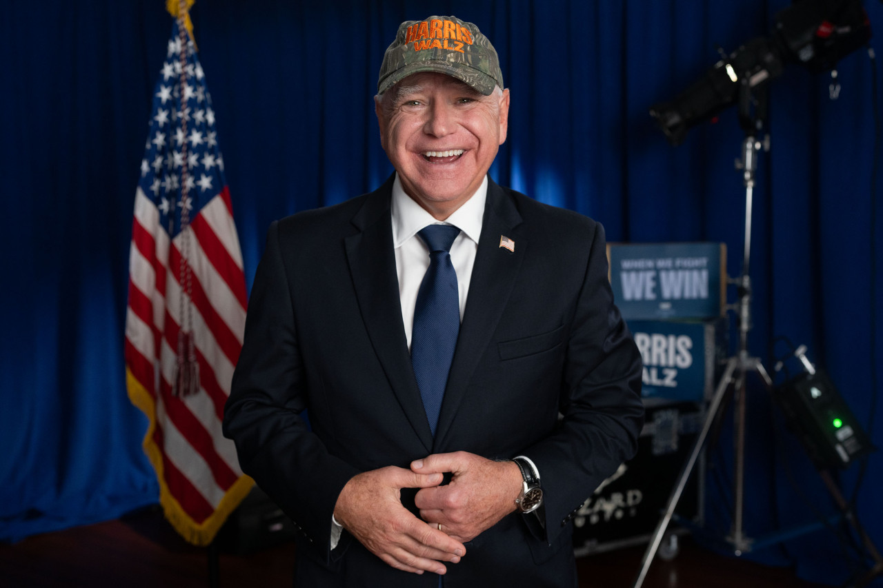 Gorra camuflada de la fórmula Kamala Harris y Tim Walz.