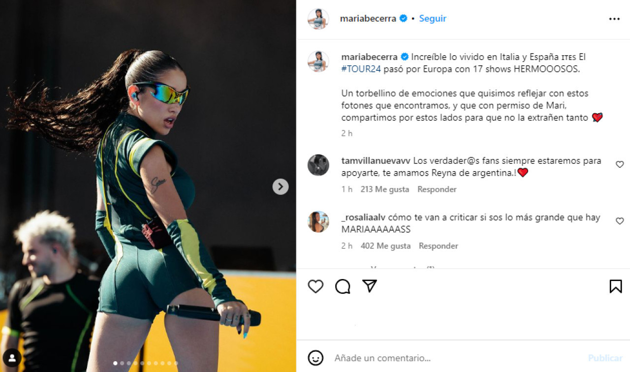 María Becerra reapareció en redes sociales. Foto Instagram.