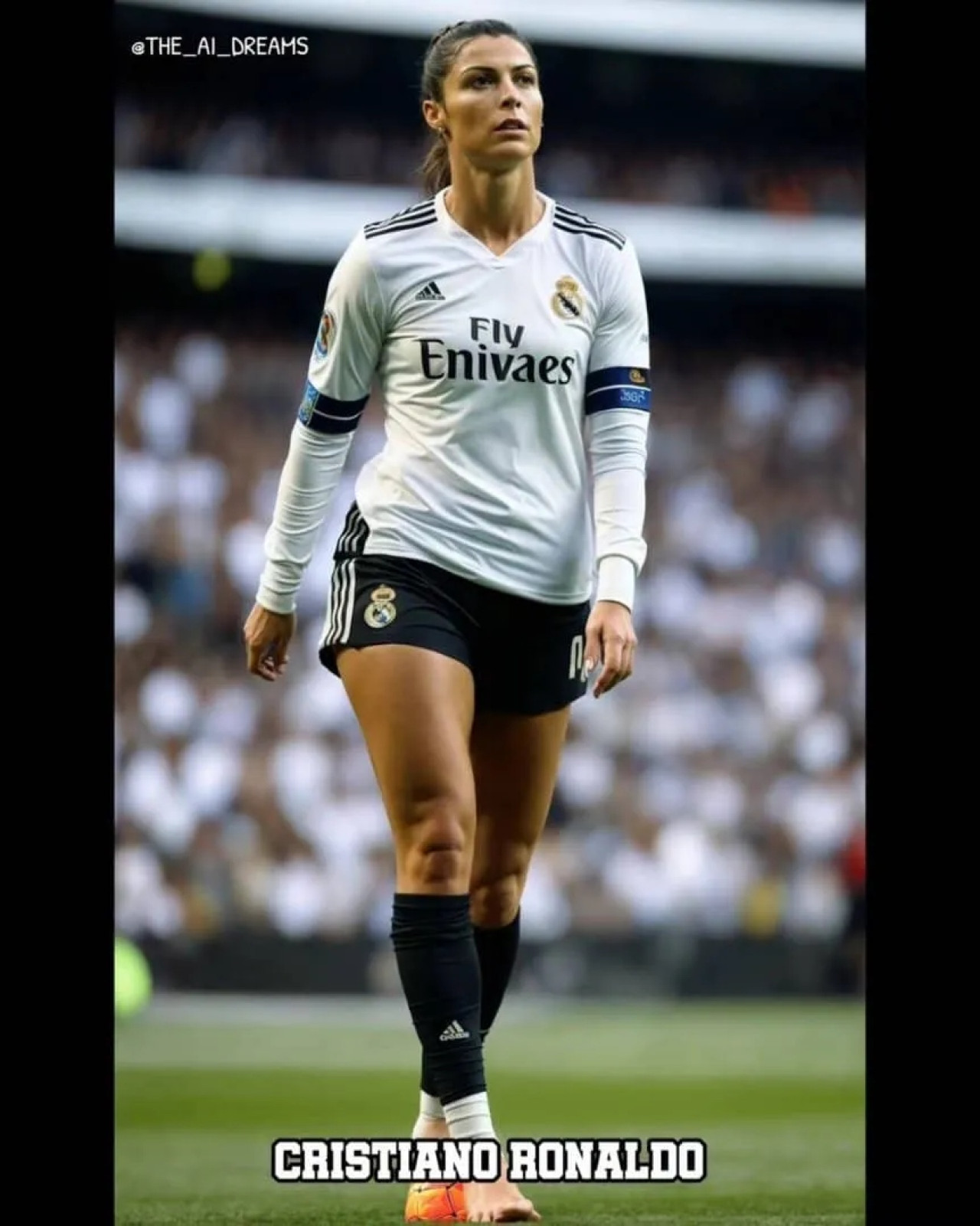 Cristiano Ronaldo, como si fuera mujer. Foto: @the_ai_dreams