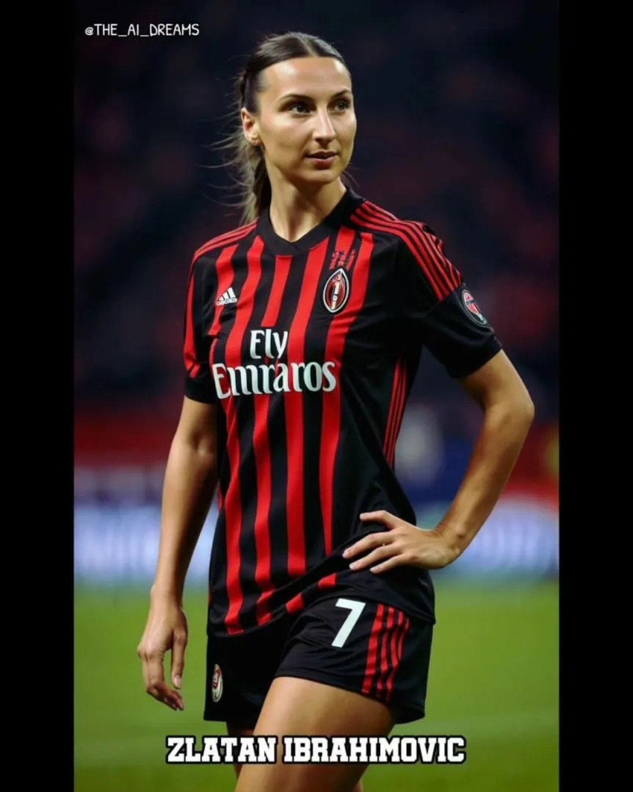 Zlatan Ibrahimovic, como si fuera mujer. Foto: @the_ai_dreams