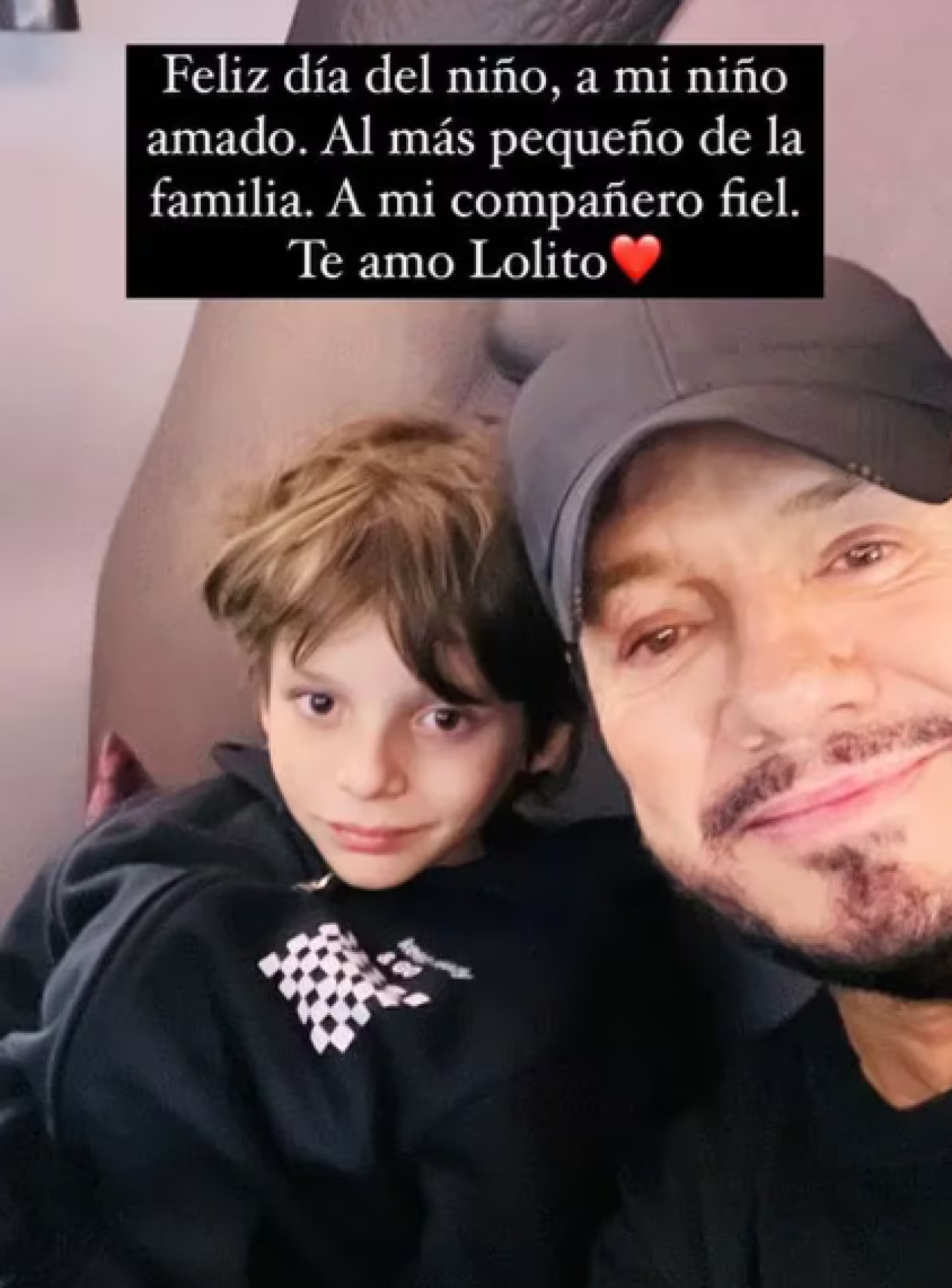 Marcelo Tinelli y su saludo para su hijo Lolo. Foto: Instagram.