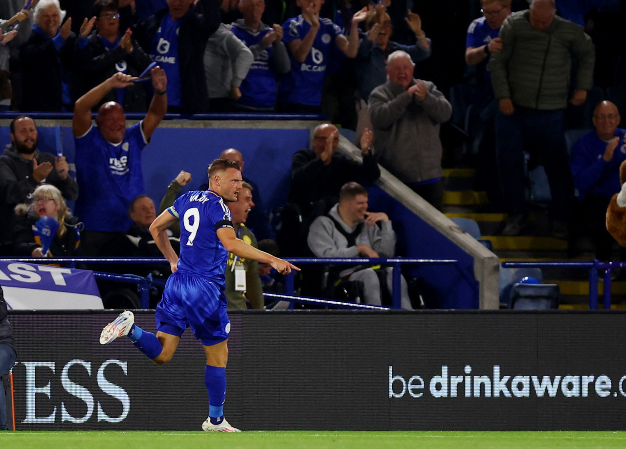 Jamie Vardy marcó el gol del Leicester City. Foto: Reuters.