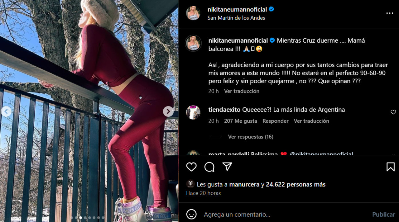 El posteo y la reflexión que compartió Nicole Neumann. Foto: Instagram.