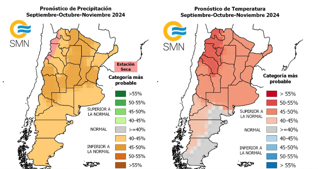 Clima en Argentina. Foto: SMN.