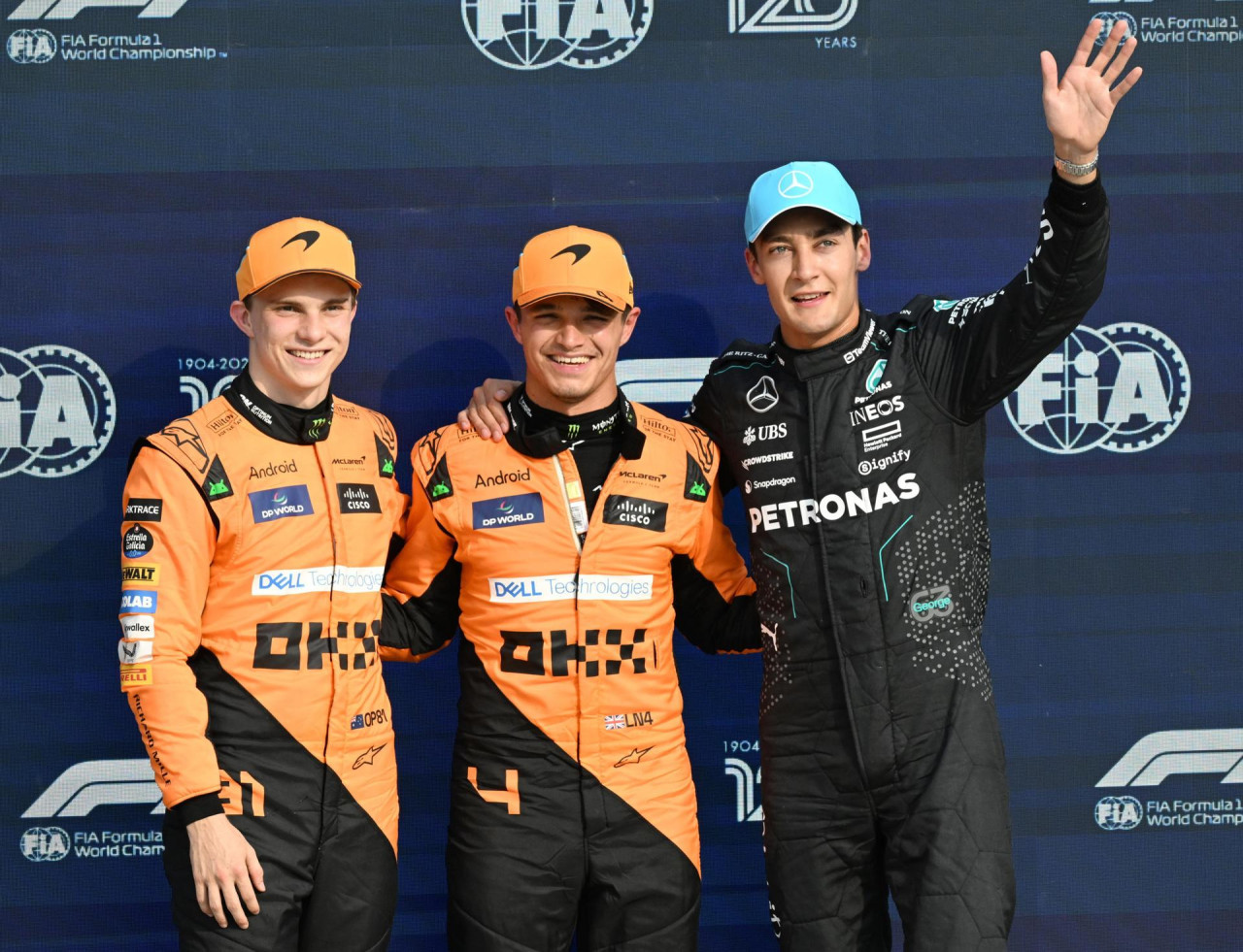 Los ganadores del GP de Italia, en Monza. Foto: EFE.