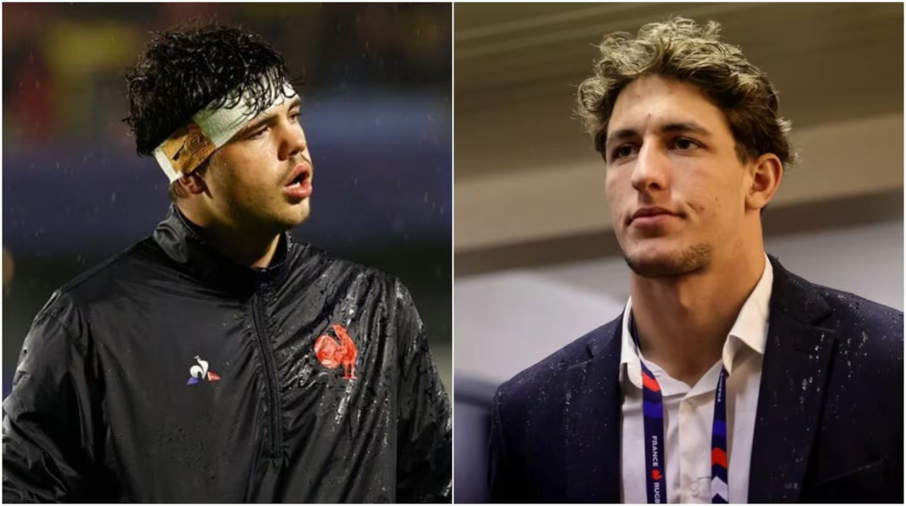 Los rugbiers franceses. Fotos: IG @hugo_auradou/ IG @oscarjegou