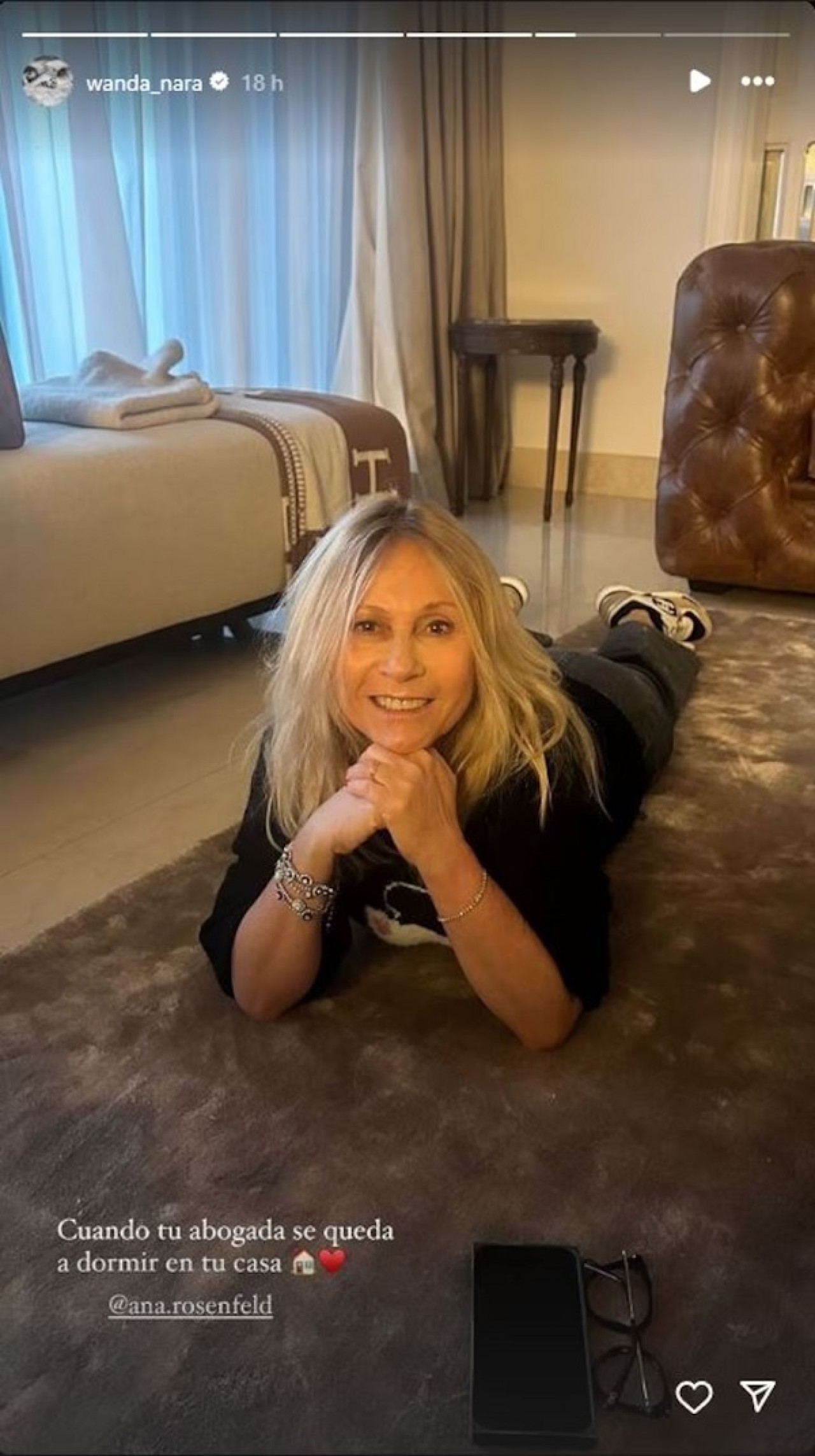 Wanda Nara compartió la visita de su abogada Ana Rosenfeld. Foto: Instagram.