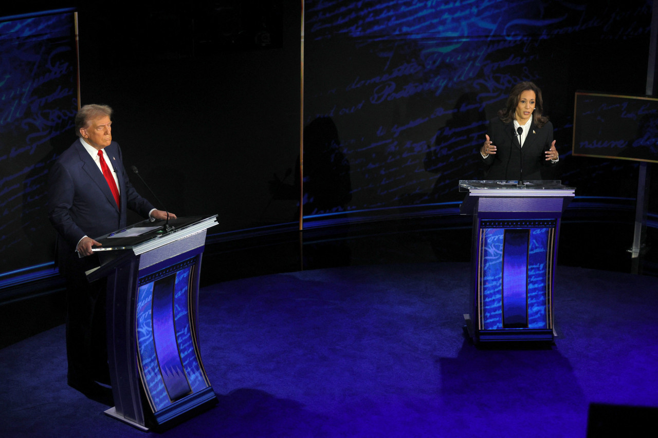 Debate presidencial entre Kamala Harris y Donald Trump. Foto: Reuters.