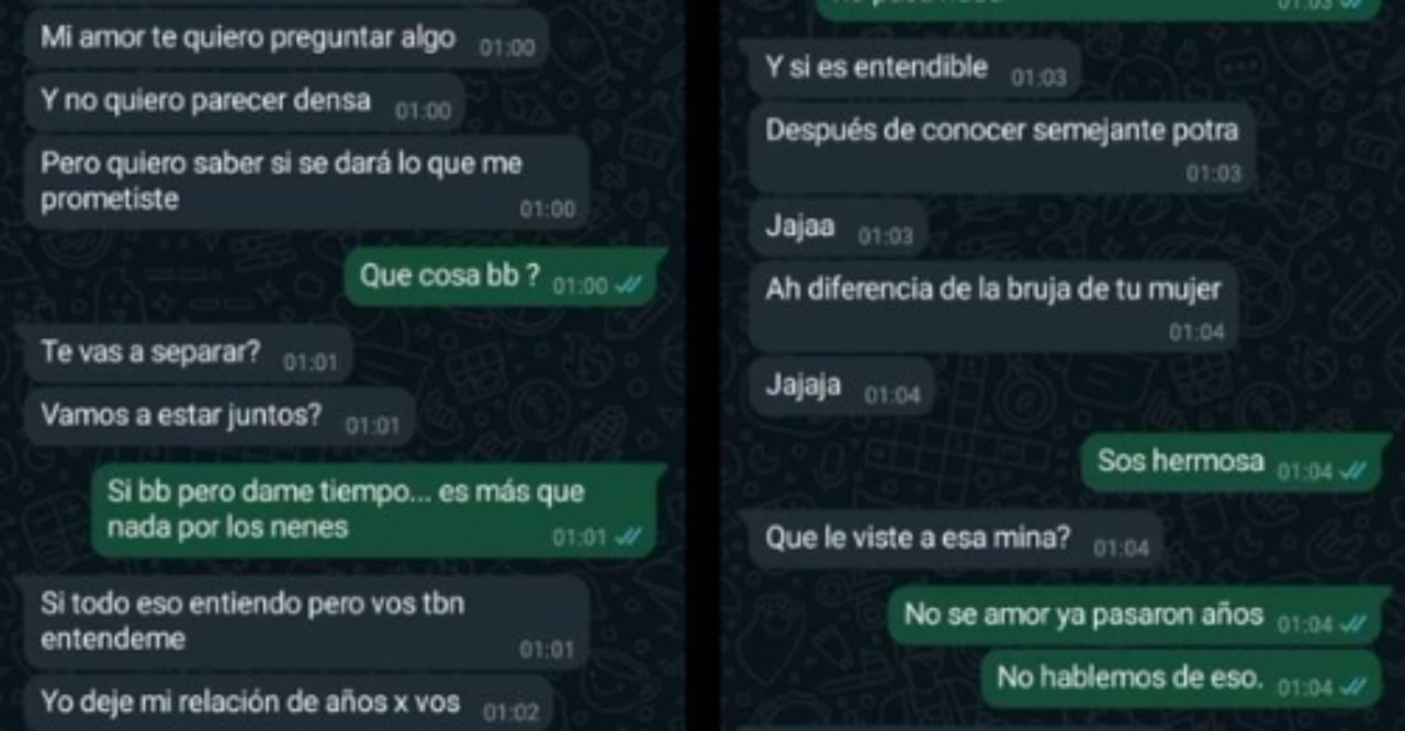 Chats filtrados por parte de la mujer engañada en Facebook. Fuente: X