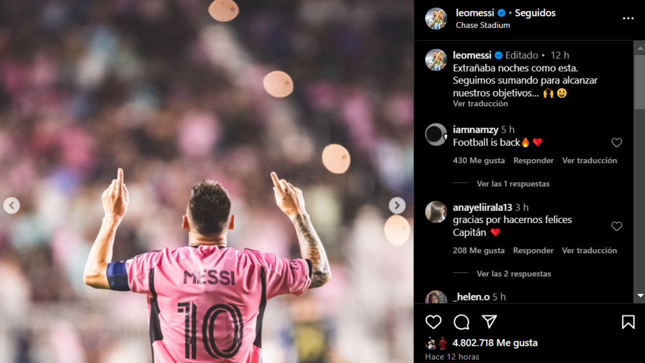 La publicación de Lionel Messi. Foto: Instagram.