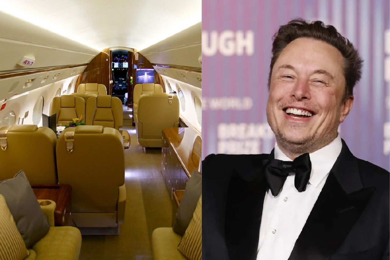 El lujoso avión privado de Elon Musk. Foto: Gentileza Expansión.