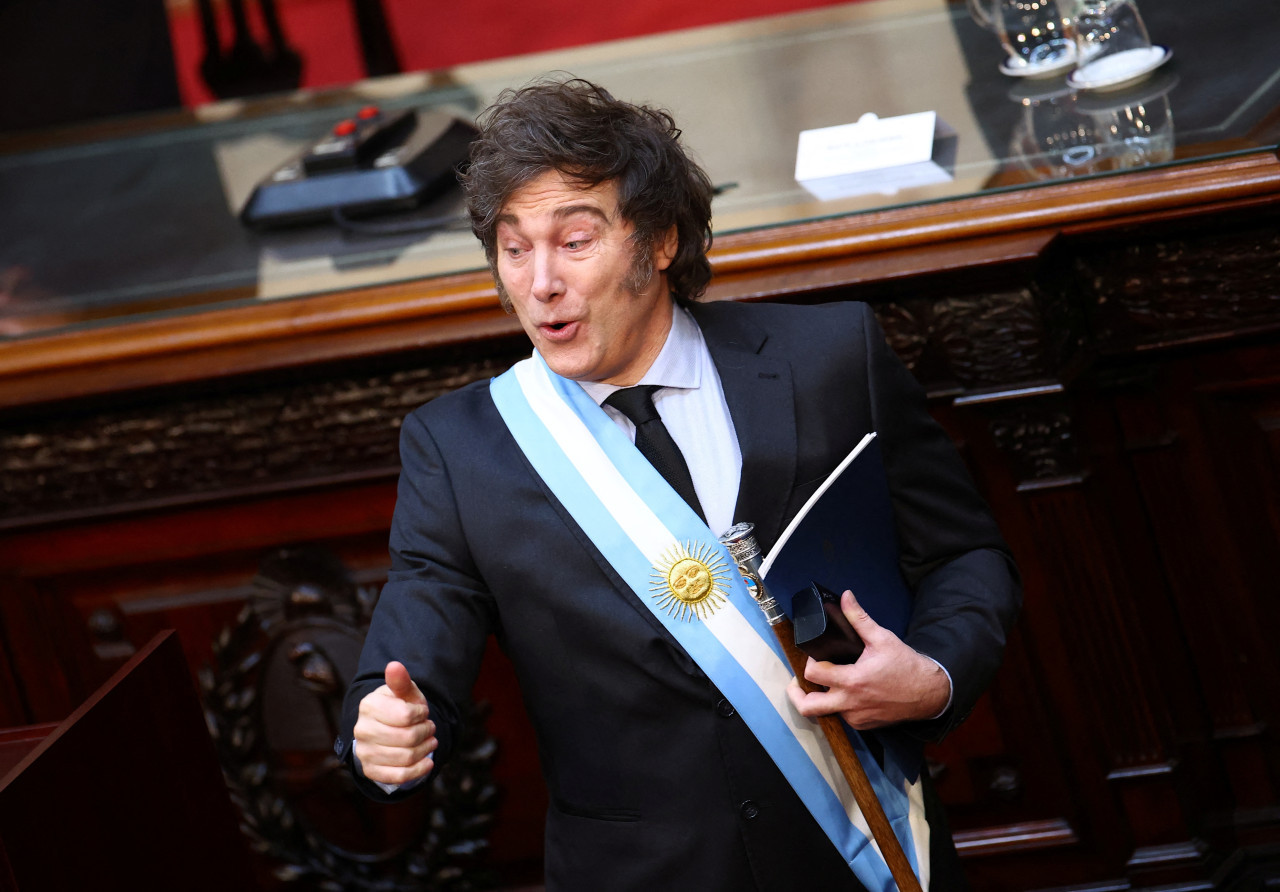 Javier Milei presentó el Presupuesto 2025 en el Congreso. Foto: Reuters