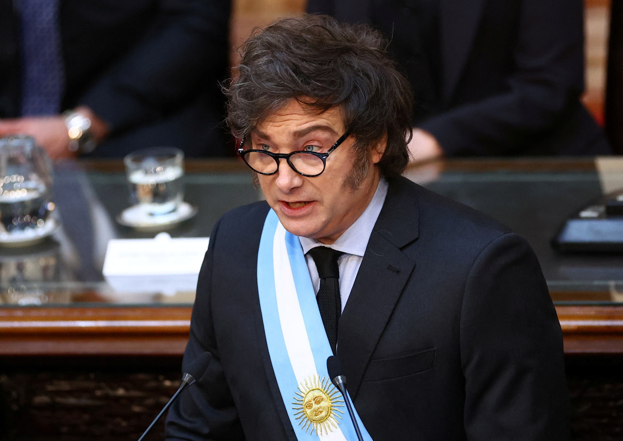 Javier Milei presentó el Presupuesto 2025 en el Congreso. Foto: Reuters