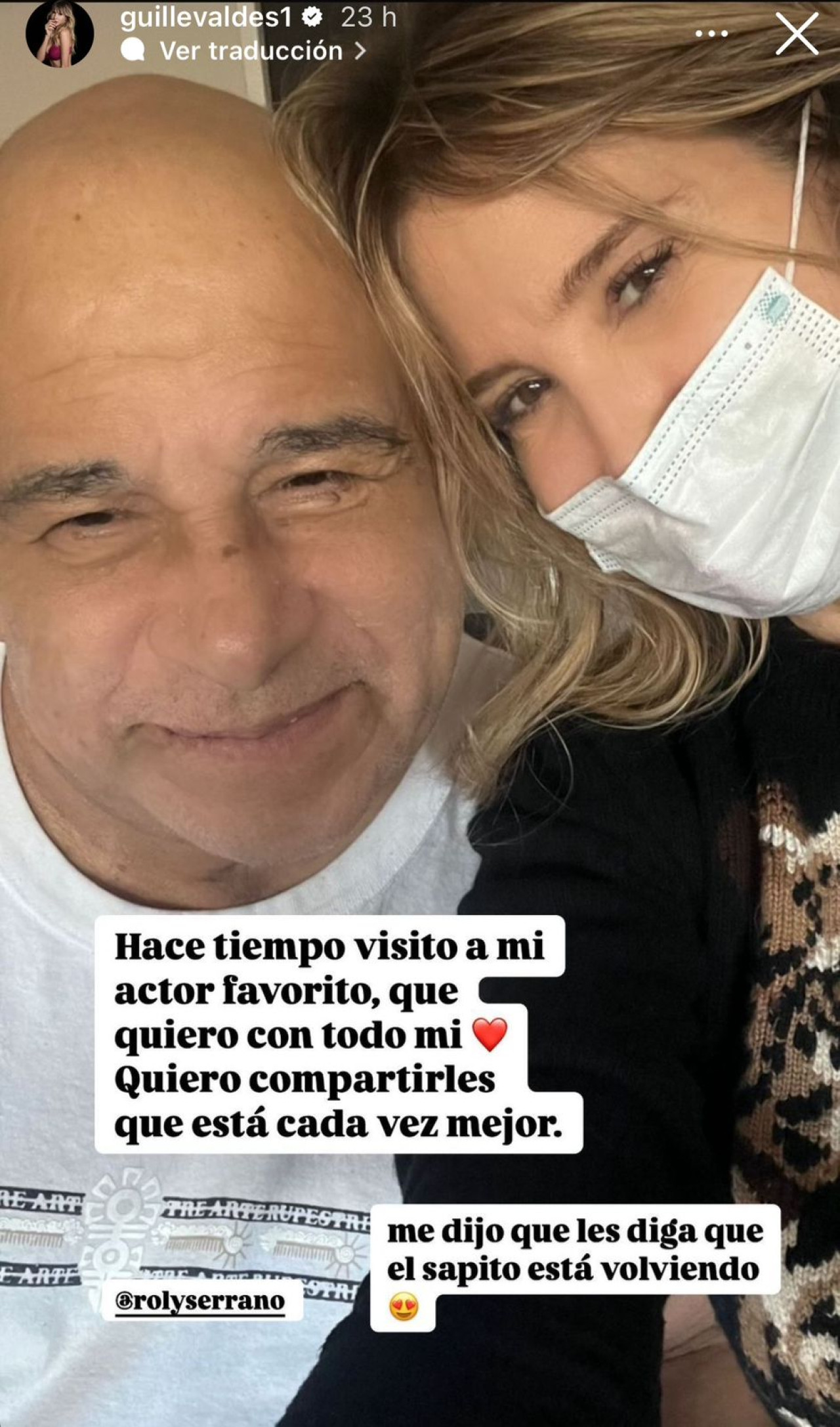 Guillermina Valdes visitó a Roly Serrano. Foto/Instagram: @guillevaldes1