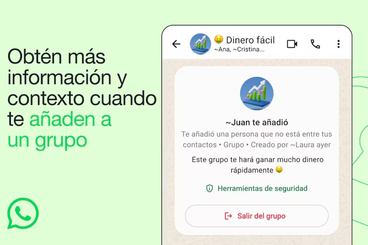 Como chequear la seguridad de Grupos de WhatsApp. Fuente: WhatsApp