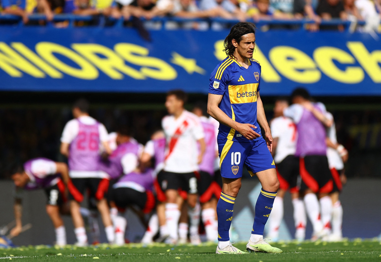 Edinson Cavani, Boca vs River. Foto: Reuters