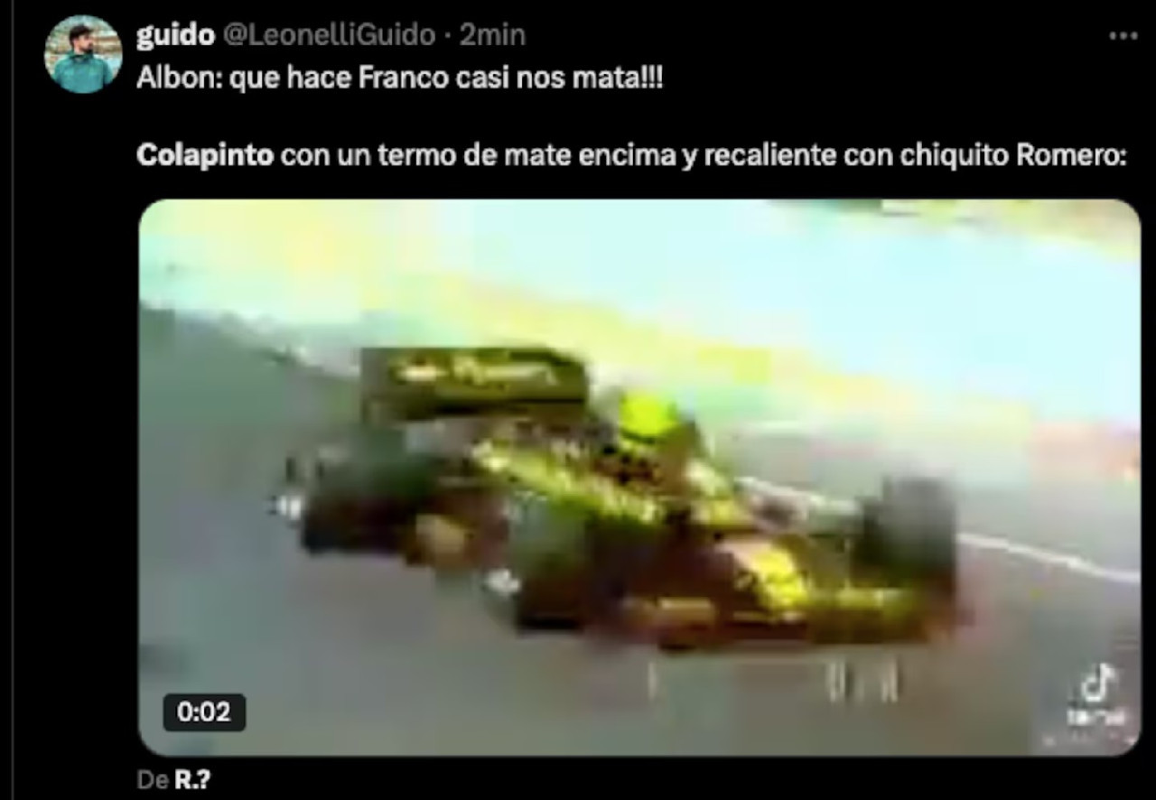 Los mejores memes de Franco Colapinto tras el Gran Premio de Singapur de la Fórmula 1. Foto: redes sociales.