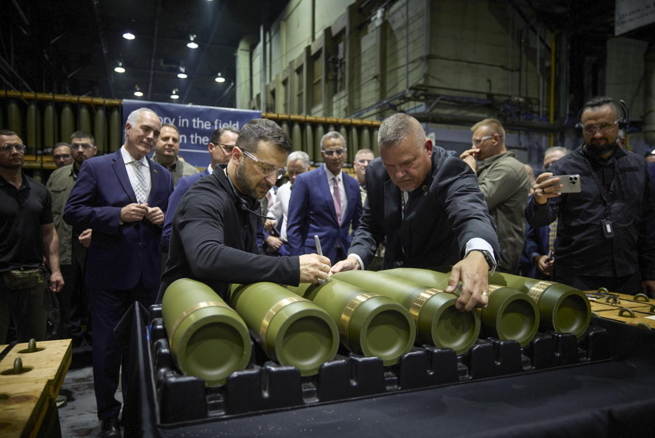 La visita de Volodímir Zelenski a una fábrica de armas en Pennsylvania, Estados Unidos. Foto: EFE.